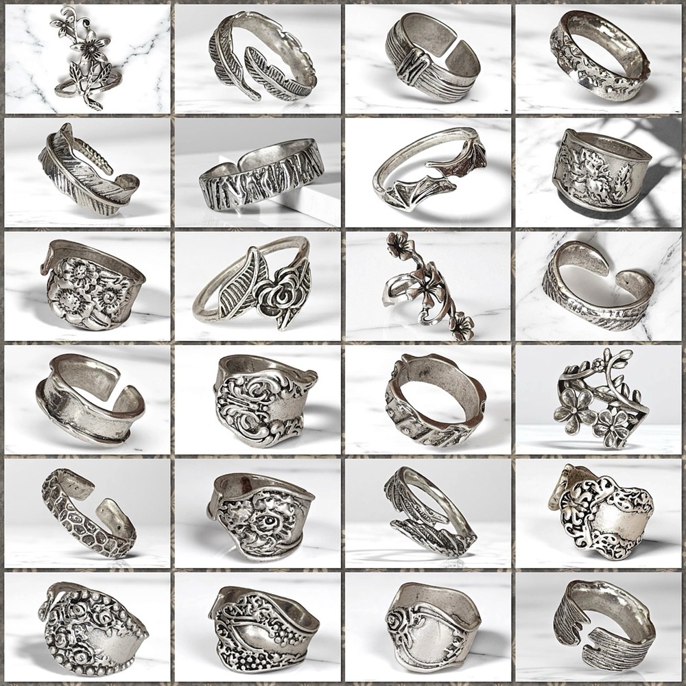 Trendy Modish Avante Garde Silver Rings 
5 For $25💫